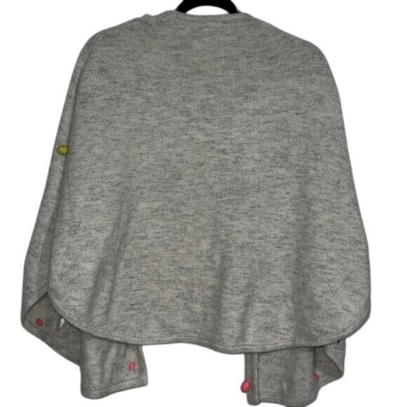 Cat & Jack L/XL Gray Cardigan With Colorful Pom Poms Cozy Knit Made From Recycle - Picture 7 of 9